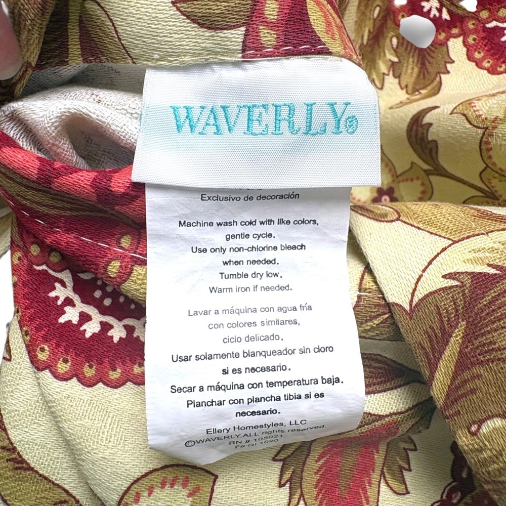 Set of 2 Standard Waverly Imperial Dress Antique Pillow Shams Cream Red Floral - Picture 7 of 8